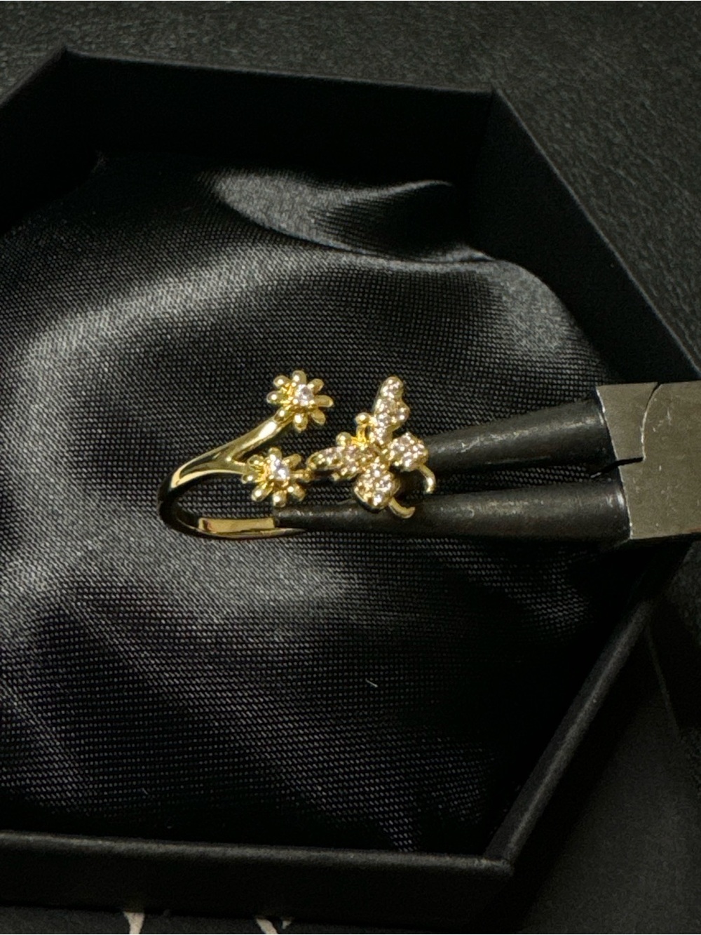 Gold filled butterfly ring - adjustable